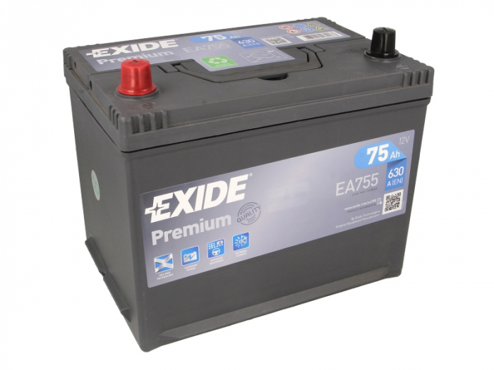 Baterie EXIDE 12V 75Ah/630A PREMIUM (L+ Borna standard) 270x172x223 B01 - flansa montare 10.5 mm  [2]
