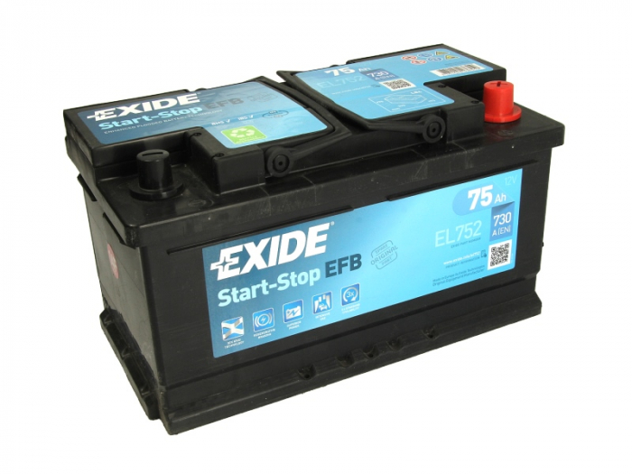 Baterie EXIDE 12V 75Ah/730A START&STOP EFB (R+ Borna standard) 315x175x175 B13 - flansa montare 10.5 mm  [2]