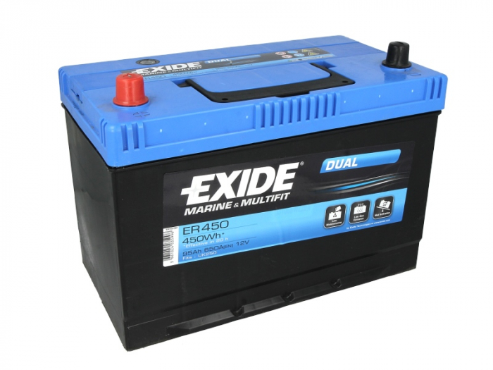 Baterie EXIDE 12V 95Ah/650A DUAL (L+ Borna standard) 310x175x225 B13 - flansa montare 10.5 mm aplicatie duala [2]
