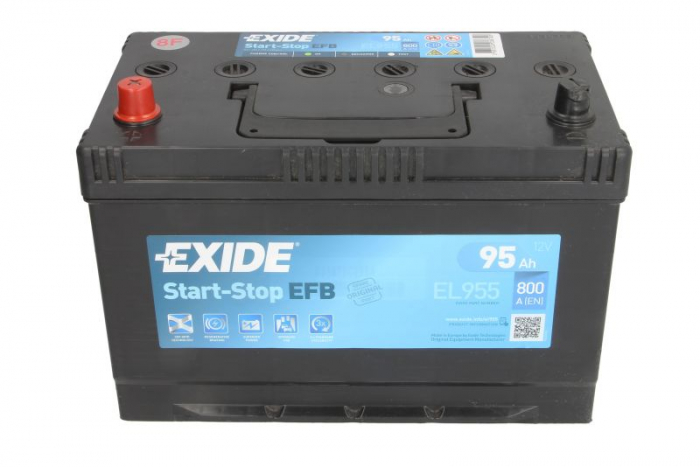 Baterie EXIDE 12V 95Ah/800A START&STOP EFB (L+ Borna standard) 306x173x222 B01 - flansa montare 10.5 mm (Pornire) [3]