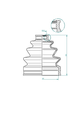 Burduf planetara exterior (fi: 22,5/82) (Lungime 100) MERCEDES 100 (631), V (638/2), VITO (638); ABARTH GRANDE PUNTO, PUNTO EVO; ALFA ROMEO 147, 156, 159, 4C, 4C SPIDER, BRERA 0.4-Electric dupa 1975 [2]