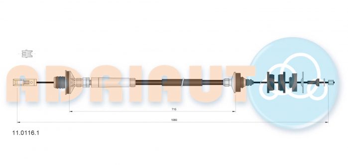 Cablu ambreiaj (1080mm/715mm) potrivit CITROEN EVASION, JUMPY I; FIAT SCUDO, ULYSSE; LANCIA ZETA; PEUGEOT 806, EXPERT 1.9D-2.1D 06.94-12.06 [2]