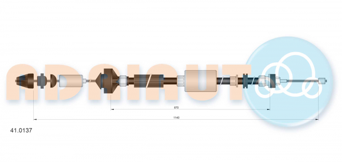 Cablu ambreiaj (1140mm/870mm) potrivit MERCEDES SPRINTER 5-T (B906); RENAULT 21 1.7/2.2D 03.86-12.16 [2]