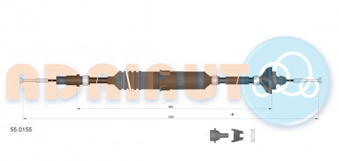 Cablu ambreiaj (1250mm/965mm) potrivit VW TRANSPORTER T4 1.9D-2.5D 07.90-06.03 [2]