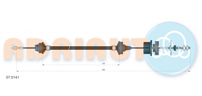 Cablu ambreiaj (605mm/375mm) potrivit CITROEN ZX 1.1/1.4 03.91-10.97 [2]