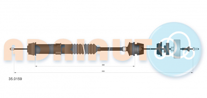 Cablu ambreiaj (630mm/380mm) potrivit PEUGEOT 306 1.8D/1.9D/2.0D 04.93-12.02 [2]