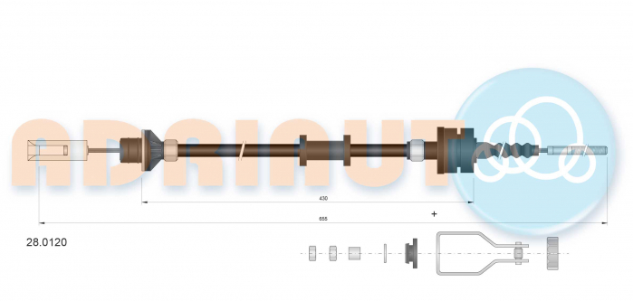 Cablu ambreiaj (655mm/430mm) potrivit NISSAN MICRA II 1.0/1.3/1.4 08.92-02.03 [2]
