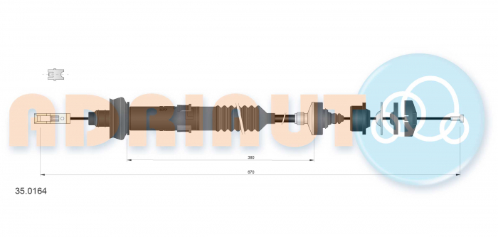 Cablu ambreiaj (670mm/380mm) potrivit PEUGEOT 206 1.1-2.0D 08.98- [2]