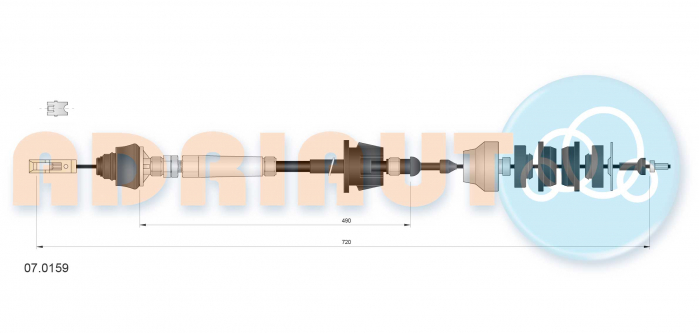Cablu ambreiaj (720mm/490mm) potrivit CITROEN XSARA, XSARA/HATCHBACK 1.9D/2.0/2.0D 04.97-08.05 [2]
