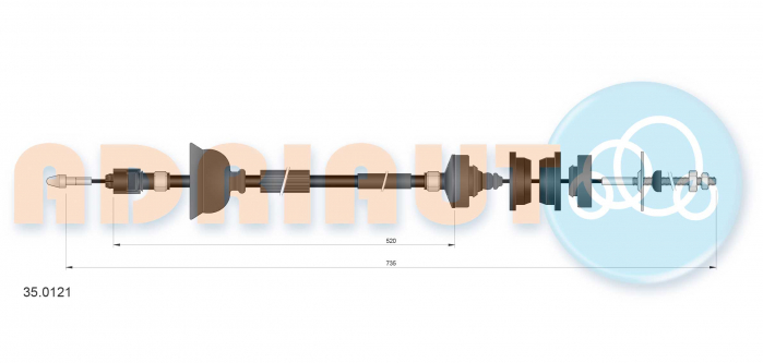 Cablu ambreiaj (735mm/520mm) potrivit PEUGEOT 405 I 1.6-1.9D 01.87-12.92 [2]