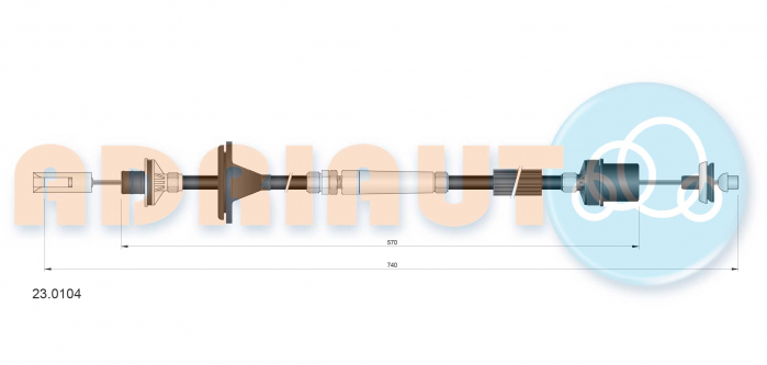 Cablu ambreiaj (740mm/570mm) potrivit ROVER 200, 200 II, 25 I, 400 II 1.1-2.0D 10.89-05.05 [2]