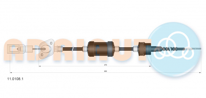 Cablu ambreiaj (855mm/470mm) potrivit FIAT PUNTO; LANCIA Y 1.1-1.7D 09.93-09.03 [2]
