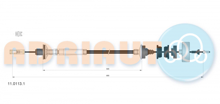 Cablu ambreiaj (855mm/505mm) potrivit CITROEN EVASION, JUMPY I; FIAT SCUDO, ULYSSE; LANCIA ZETA; PEUGEOT 806, EXPERT 1.9D/2.0 06.94-12.06 [3]