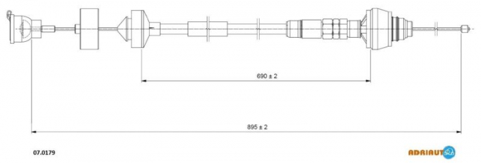 Cablu ambreiaj (895mm/700mm) potrivit CITROEN BERLINGO, BERLINGO/MINIVAN; PEUGEOT PARTNER, PARTNER/MINIVAN 1.6-2.0D 05.96-12.15 [2]