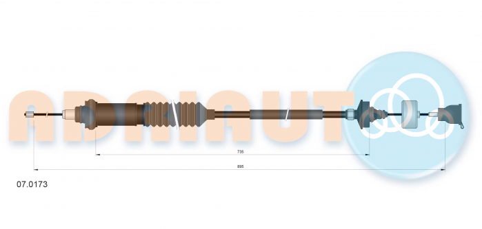 Cablu ambreiaj (895mm/735mm) potrivit CITROEN XSARA, XSARA PICASSO, XSARA/HATCHBACK, XSARA/KOMBI 1.4D-2.0D 04.97-08.05 [3]