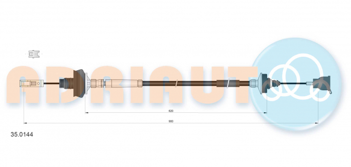 Cablu ambreiaj (900mm/620mm) potrivit PEUGEOT 206 1.1-2.0D 08.98-12.12 [2]