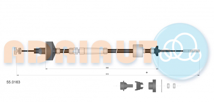 Cablu ambreiaj (910mm/580mm) potrivit VW GOLF III, VENTO 1.4/1.6 10.91-04.99 [2]