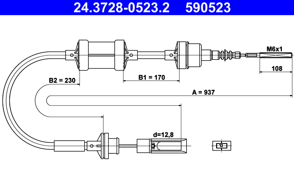 Cablu ambreiaj (937mm/400mm) potrivit FIAT BRAVA, BRAVO I, MAREA 1.2/1.4 10.95-12.02 [2]