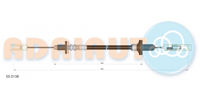 Cablu ambreiaj (945mm/640mm) potrivit VW PASSAT B2, PASSAT B3/B4, SANTANA 1.3/1.6/1.8 09.79-07.92 [2]