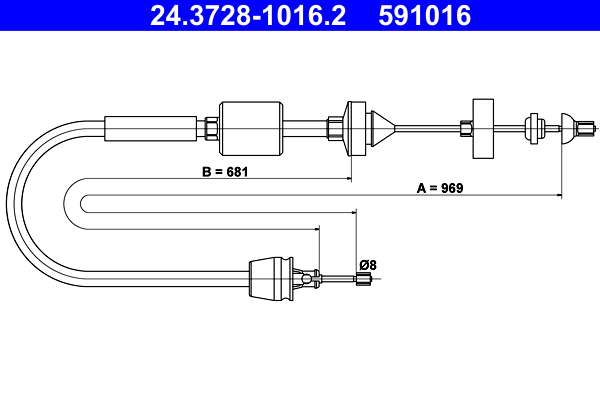 Cablu ambreiaj (969mm/681mm) potrivit NISSAN KUBISTAR; RENAULT KANGOO, KANGOO EXPRESS 1.0-1.9D 08.97- [2]