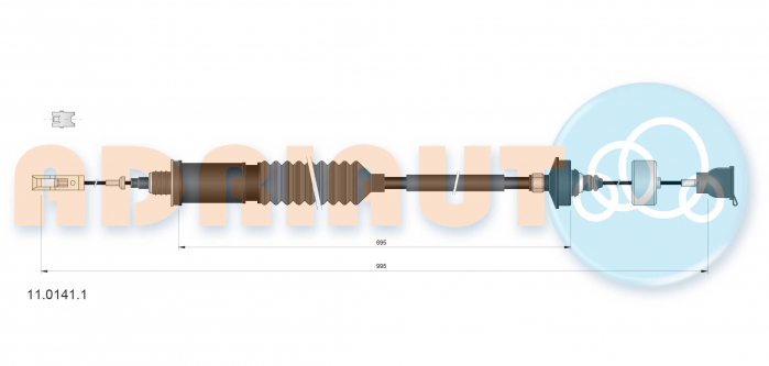 Cablu ambreiaj (995mm/695mm) potrivit CITROEN EVASION, JUMPY I; FIAT SCUDO, ULYSSE; PEUGEOT 806, EXPERT 2.0D 05.99-12.06 [3]