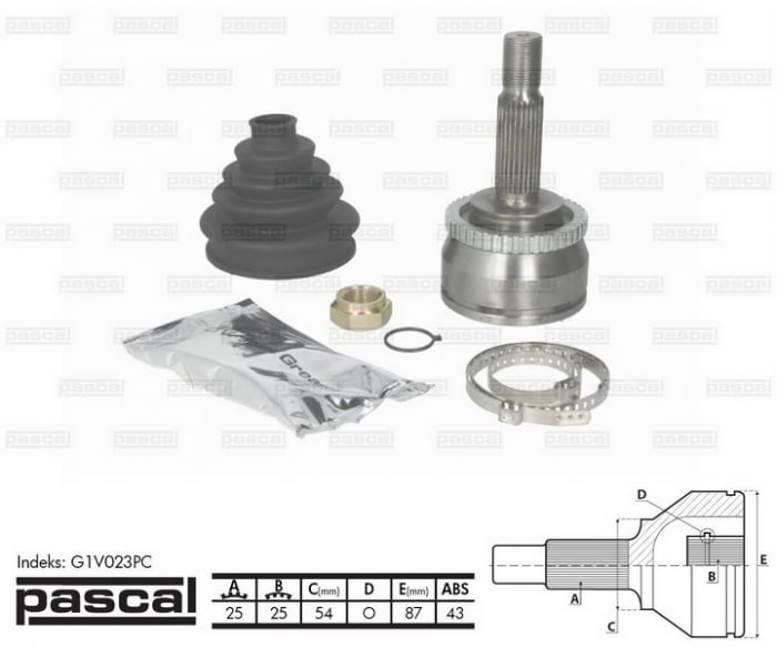 Cap planetara spre roata (25z 25z 54mm; ABS:43) VOLVO S40 I, V40 1.6-2.0 intre 1995-2004