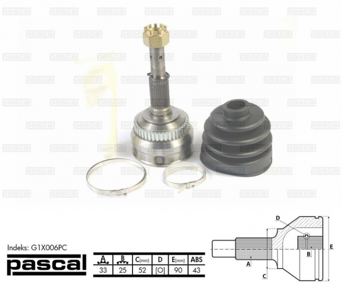 Cap planetara spre roata (33z 25z 52mm; ABS:43) OPEL CALIBRA A, KADETT E, KADETT E COMBO, VECTRA A 1.6-2.0 intre 1984-1997