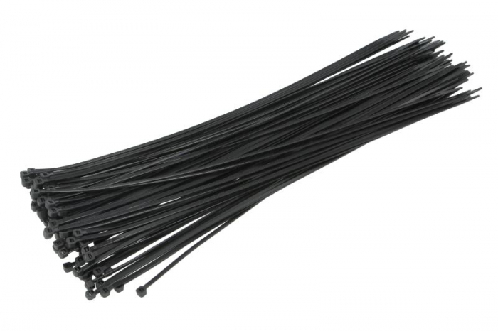 Colier furtun 100buc., culoare: negru, latime 3,6 mm, lungime 370mm, material: poliamida 6.6
