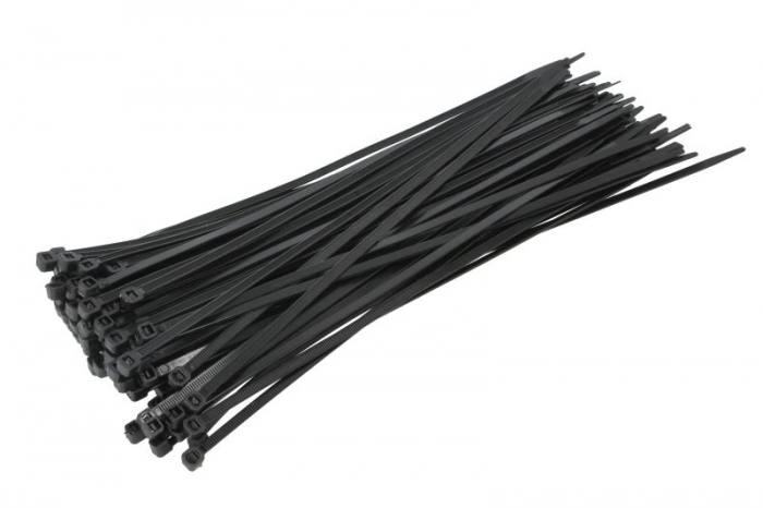 Colier furtun 100buc., culoare: negru, latime 4,8 mm, lungime 300mm, material: poliamida 6.6