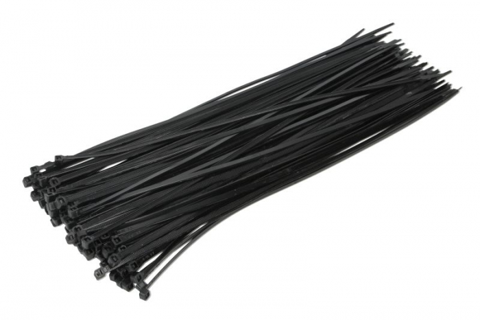 Colier furtun 100buc., culoare: negru, latime 4,8 mm, lungime 370mm, material: poliamida 6.6