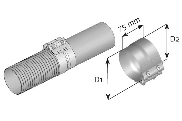 Colier sistem esapament (132mm-127mm, otel inoxidabil) potrivit DAF 95 XF XE315C/XF315M 01.97-09.02 [2]