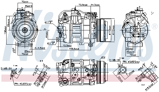 Compresor AC clima BMW Seria 5 (F10), 5 (F11), 5 GRAN TURISMO (F07), 6 (F12), 6 (F13), 6 GRAN COUPE (F06), 7 (F01, F02, F03, F04), X5 (E70), X5 (F15, F85), X6 (E71, E72) 4.4 6.0 intre 2007-2019