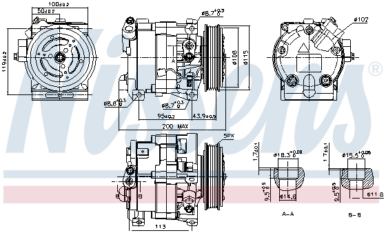 Compresor AC clima FIAT BRAVA, BRAVO I, PALIO, PUNTO, SIENA, STRADA; LANCIA Y 1.2 dupa 1996