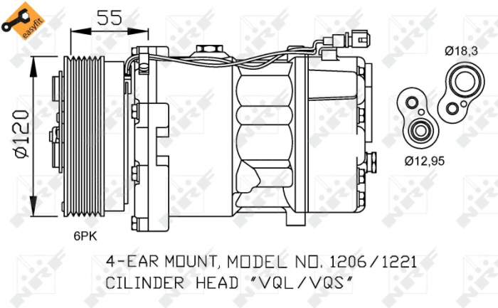 Compresor aer conditionat AC potrivit AUDI A3, TT; FORD GALAXY I, GALAXY MK I; SEAT ALHAMBRA, CORDOBA, CORDOBA VARIO, IBIZA II, INCA, LEON, TOLEDO II; SKODA OCTAVIA I; VW BORA, BORA I 1.4-3.2 02.93-08