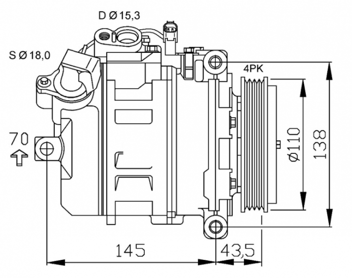 Compresor aer conditionat AC potrivit BMW Seria 7 (E65, E66, E67) 3.6-6.0 07.01-08.08