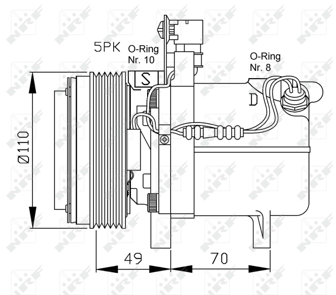 Compresor aer conditionat AC SS96D1, diametru fulie 110mm, 12V potrivit BMW Seria 3 (E36), Z3 (E36) 1.9-2.8 12.91-01.03