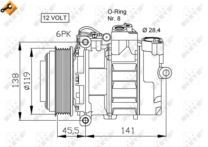 Compresor clima auto aer conditionat potrivit MERCEDES 124 (W124), C T-MODEL (S202), C (W202), CLK (A208), CLK (C208), E T-MODEL (S210), E (VF210), E (W210), G (W461), G (W463), M (W163), S (C140) 1.8