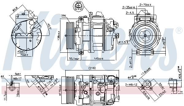 Compresor climatizare aer conditionat potrivit BMW Seria 1 (E82), 1 (E88), 3 (E90), 3 (E91), 3 (E92), 3 (E93), Z4 (E89) 3.0 03.06-08.16