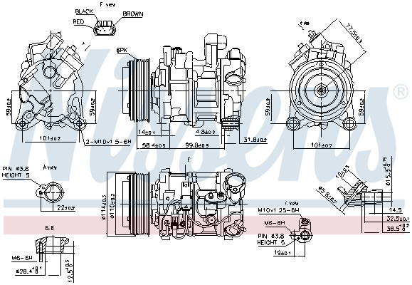 Compresor climatizare aer conditionat potrivit BMW Seria 1 (F20), 1 (F21), 3 (E90), 3 (E91), 3 (E92), 3 (E93), 3 (F30, F80), 3 (F31), 3 GRAN TURISMO (F34), 4 (F32, F82), 4 (F33, F83), 4 GRAN COUPE (F3