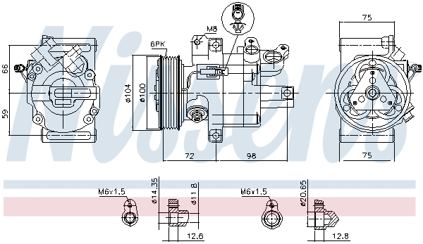 Compresor climatizare aer conditionat potrivit CITROEN C1; PEUGEOT 107; TOYOTA AYGO 1.0 06.05-09.14