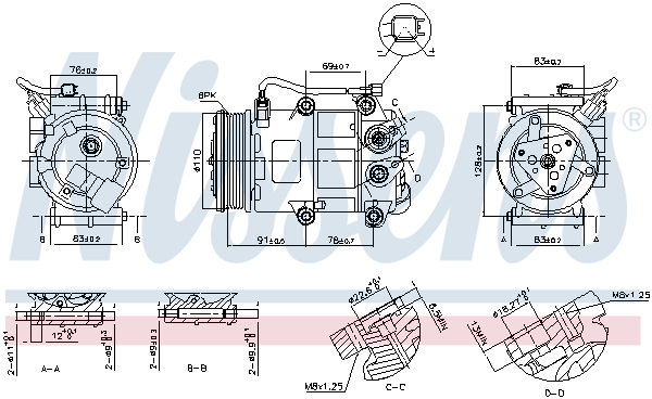 Compresor climatizare aer conditionat potrivit FORD B-MAX, ECOSPORT, FIESTA VI, FOCUS III 1.25-1.6D 06.08-