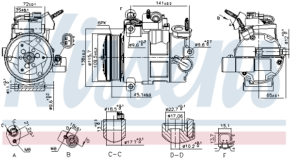 Compresor climatizare aer conditionat potrivit FORD TOURNEO CONNECT V408 NADWOZIE WIELKO, TRANSIT CONNECT, TRANSIT CONNECT V408 MINIVAN 1.6D 02.13-