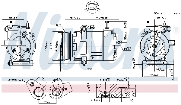 Compresor climatizare aer conditionat potrivit FORD TOURNEO CUSTOM V362, TRANSIT CUSTOM V362, TRANSIT V363 2.2D 04.12-