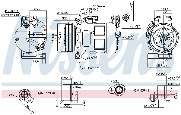 Compresor climatizare aer conditionat potrivit VOLVO S60 II, S80 II, V60 I, V70 III, XC60 I, XC70 II 2.0-2.5 03.06-12.18