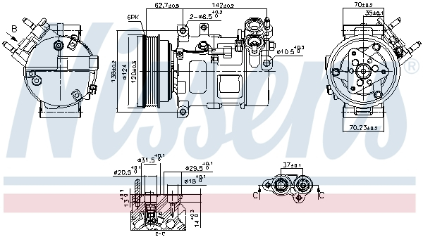 Compresor climatizare aer conditionat potrivit VOLVO S60 III, V60 I, V60 II, XC40, XC60 II 1.5-2.0H 03.15-