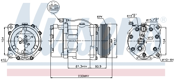 Compresor climatizare aer conditionat potrivit VW CALIFORNIA T4 CAMPER, LT 28-35 II, LT 28-46 II, TRANSPORTER T4 2.3-2.8D 11.90-07.06 [5]