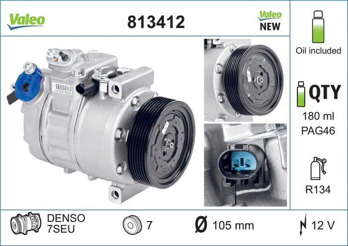 Compresor climatizare potrivit BMW 1 (E82), 1 (E88), 3 (E90), 3 (E91), 3 (E92), 3 (E93), 3 GRAN TURISMO (F34), 7 (F01, F02, F03, F04), X5 (E53), Z4 (E89) 3.0 4.4 10.03-08.16