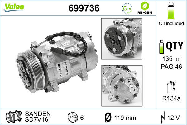 Compresor climatizare potrivit CITROEN BERLINGO, BERLINGO MINIVAN, C5 I, EVASION, JUMPER I, JUMPY I, XANTIA, XANTIA KOMBI, XM, XSARA, XSARA PICASSO, XSARA HATCHBACK 1.0-2.8D 06.87-12.15
