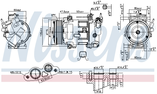 Compresor climatizare potrivit DS DS 3; CITROEN C3 II, DS3; PEUGEOT 2008 I, 208 I, 208 HATCHBACK 1.0-1.6 11.09-12.19