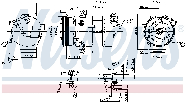 Compresor climatizare potrivit FIAT 500L, BRAVO II, TIPO; LANCIA DELTA III 09.07-